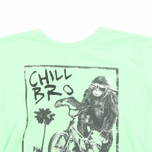 Primark Boys Green   Basic T-Shirt Size 3-4 Years Crew Neck