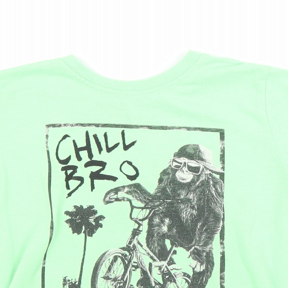 Primark Boys Green   Basic T-Shirt Size 3-4 Years Crew Neck