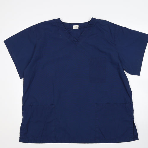 Alexandra Womens Blue  Polyester Basic T-Shirt Size XL V-Neck
