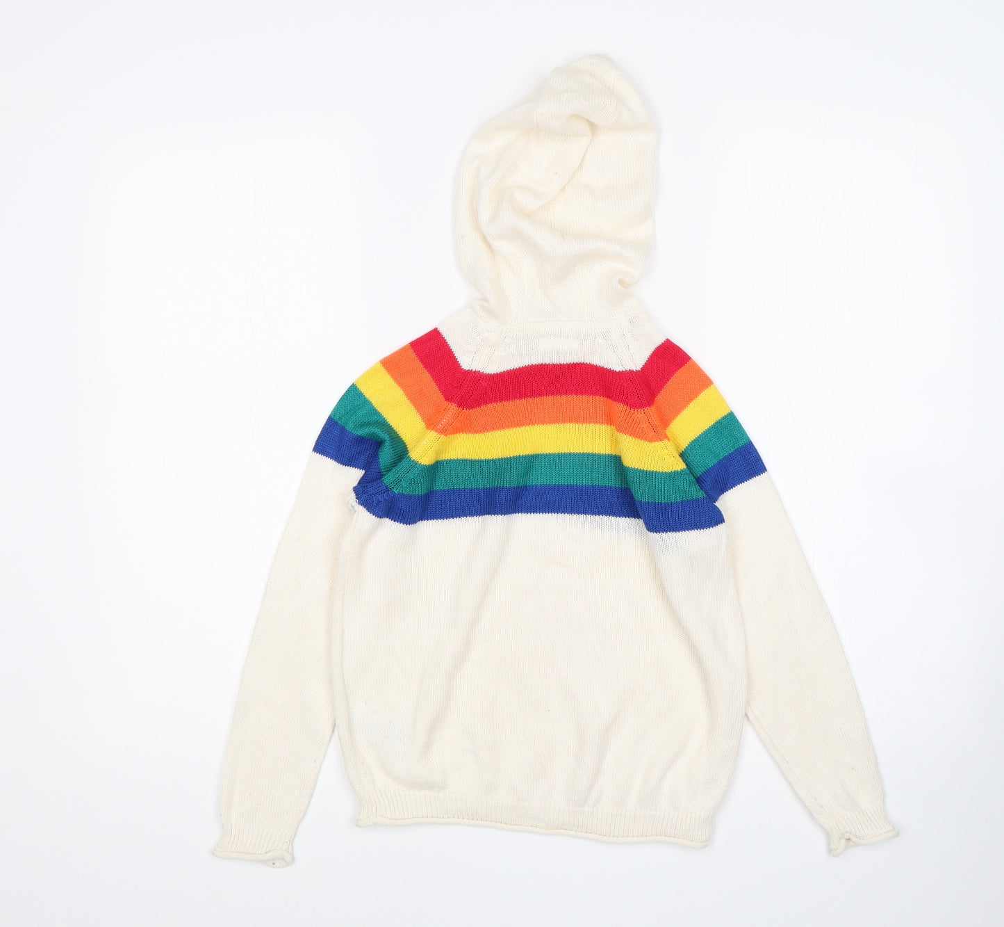 NEXT Girls Multicoloured Striped Acrylic Pullover Hoodie Size 7 Years