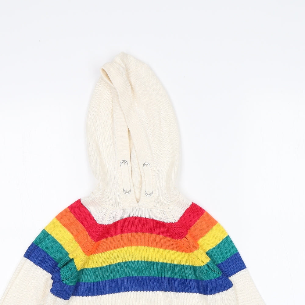 NEXT Girls Multicoloured Striped Acrylic Pullover Hoodie Size 7 Years