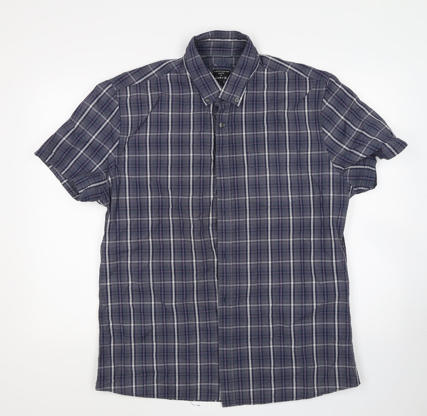 Matalan Mens Multicoloured Check Cotton  Button-Up Size L Collared