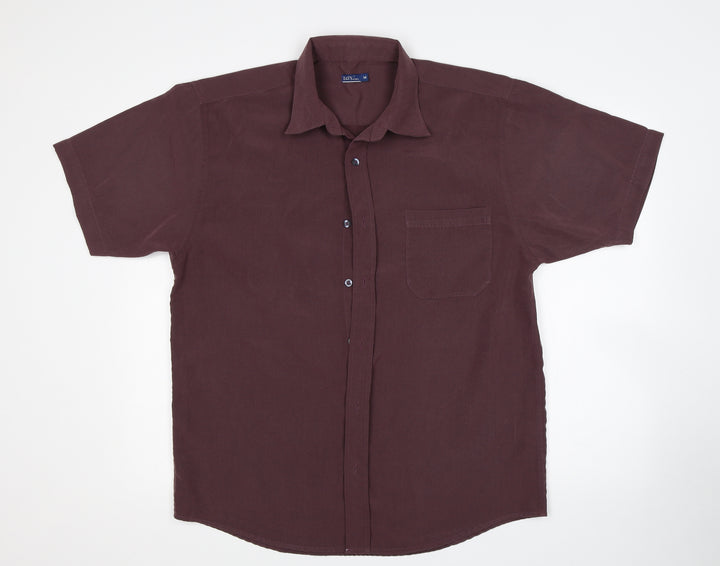 Matalan Mens Purple Polyester Button-Up Size M Collared