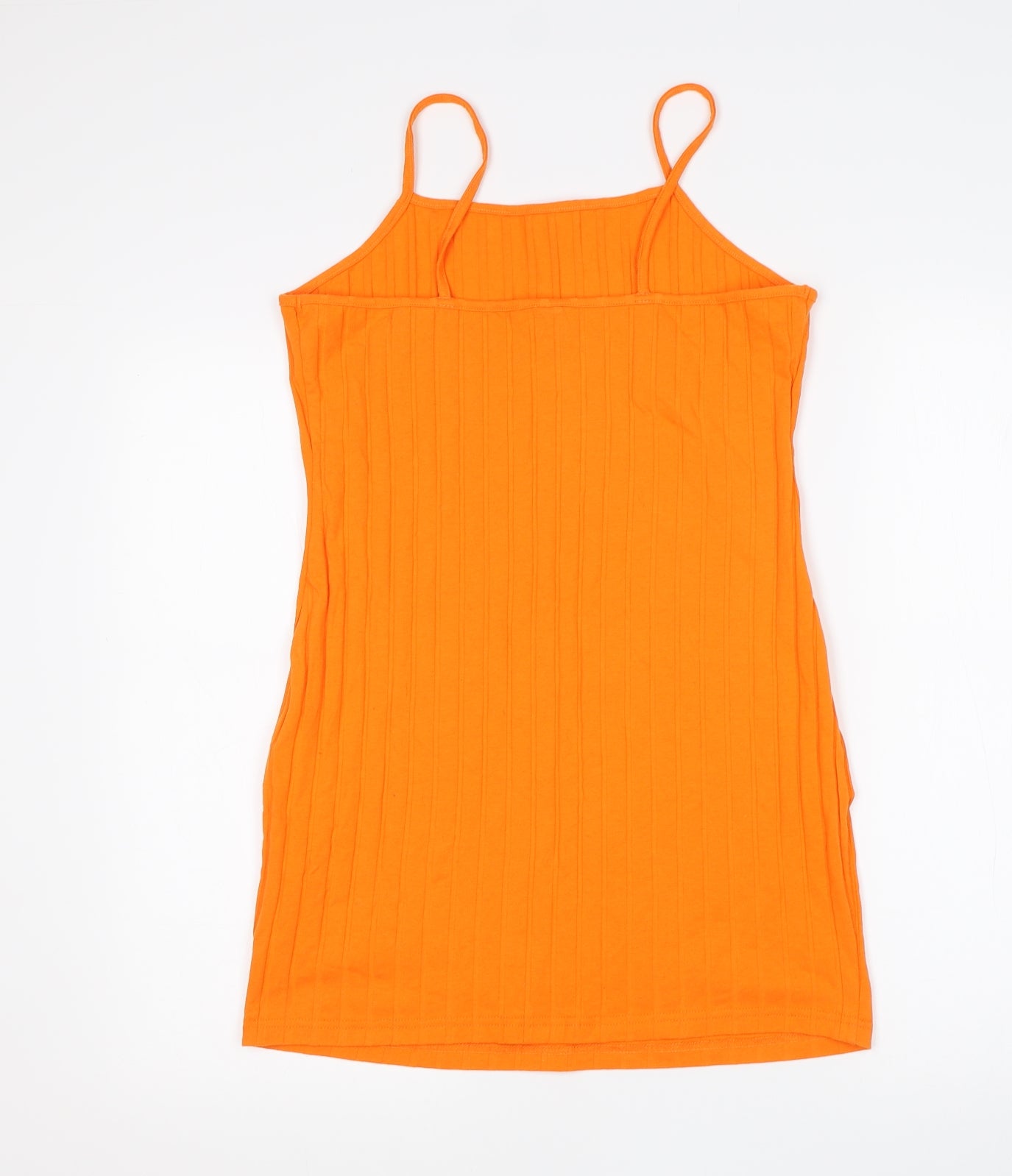 SheIn Womens Orange  Cotton Basic Tank Size L Square Neck