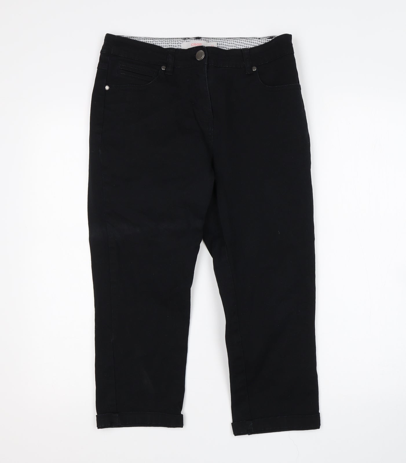 Debenhams Womens Black  Cotton Cropped Jeans Size 12 L21 in Regular