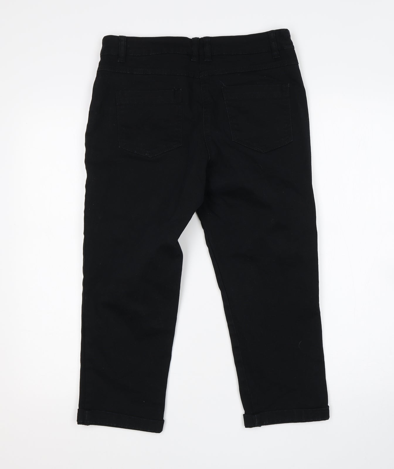 Debenhams Womens Black  Cotton Cropped Jeans Size 12 L21 in Regular