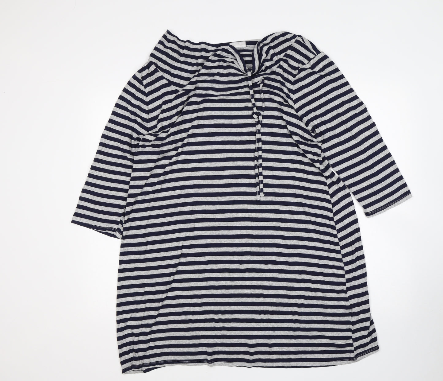 Roman Womens Multicoloured Striped Viscose T-Shirt Dress  Size L  Boat Neck