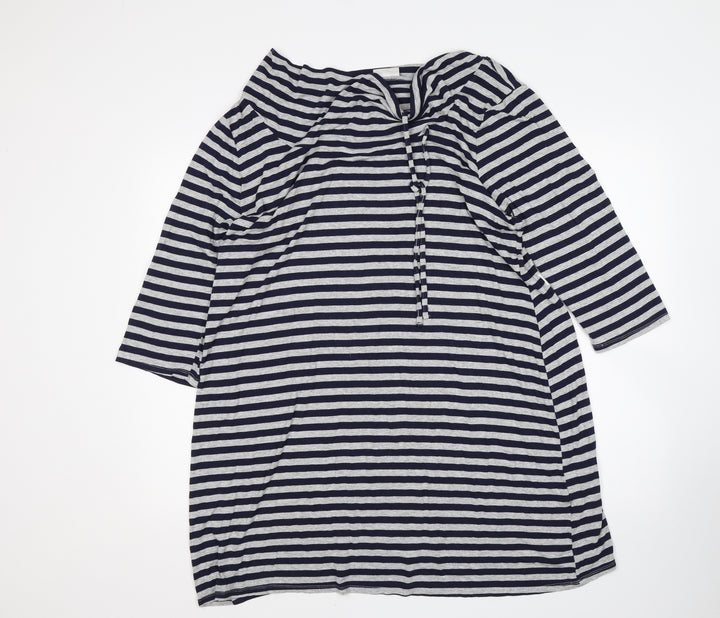 Roman Womens Multicoloured Striped Viscose T-Shirt Dress  Size L  Boat Neck