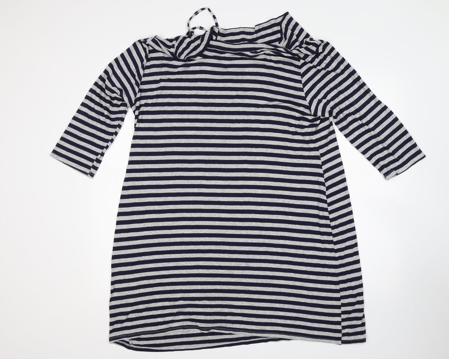 Roman Womens Multicoloured Striped Viscose T-Shirt Dress  Size L  Boat Neck