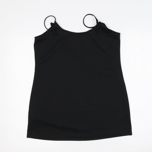M&S Womens Black  Polyester Basic Tank Size 12 Round Neck