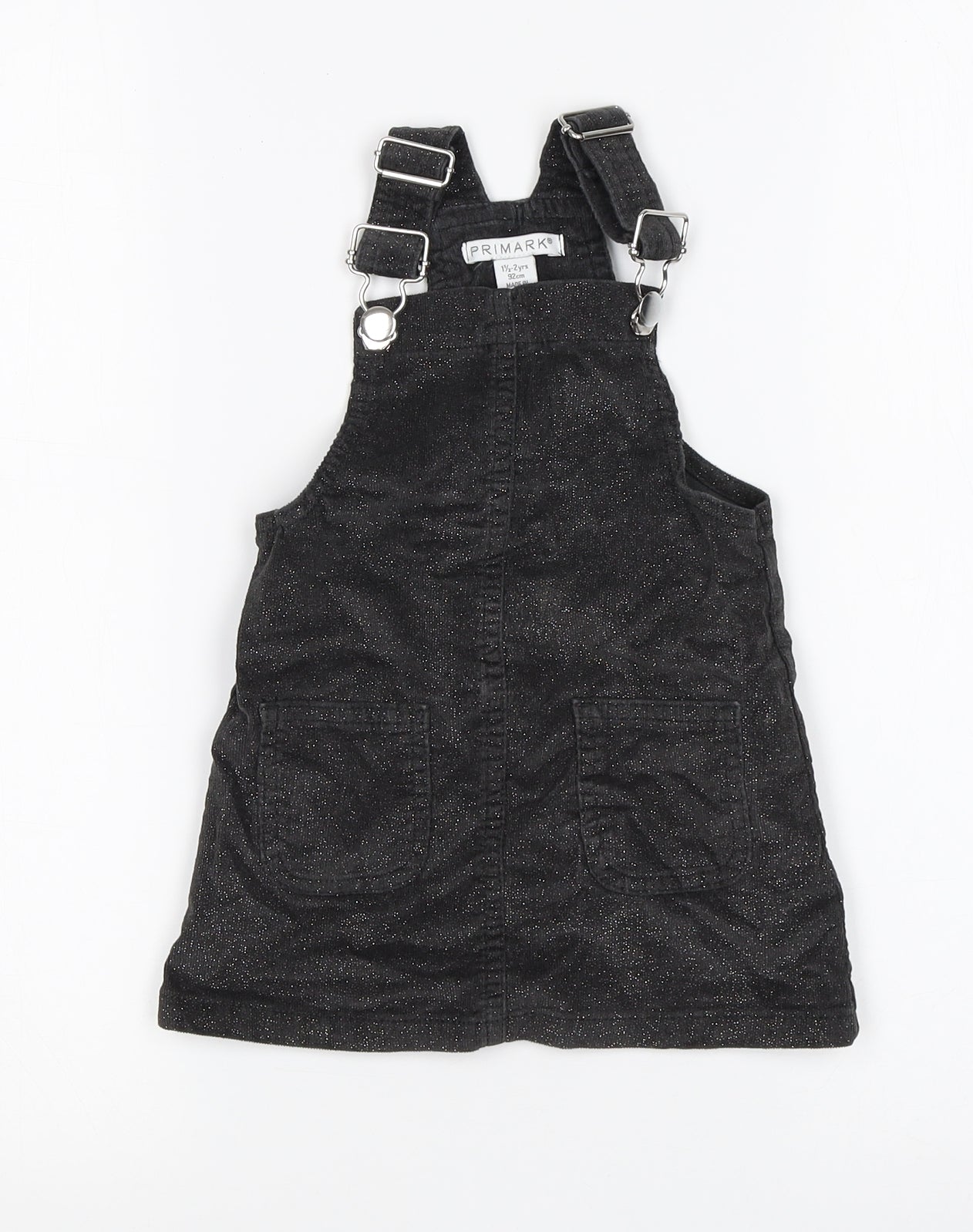 Primark Girls Black  Cotton Pinafore/Dungaree Dress  Size 18-24 Months  Square Neck