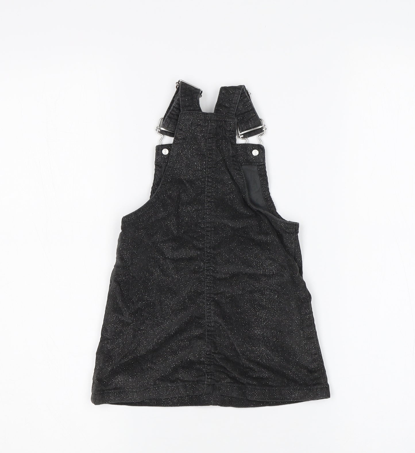 Primark Girls Black  Cotton Pinafore/Dungaree Dress  Size 18-24 Months  Square Neck