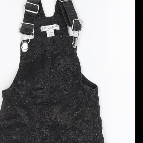 Primark Girls Black  Cotton Pinafore/Dungaree Dress  Size 18-24 Months  Square Neck