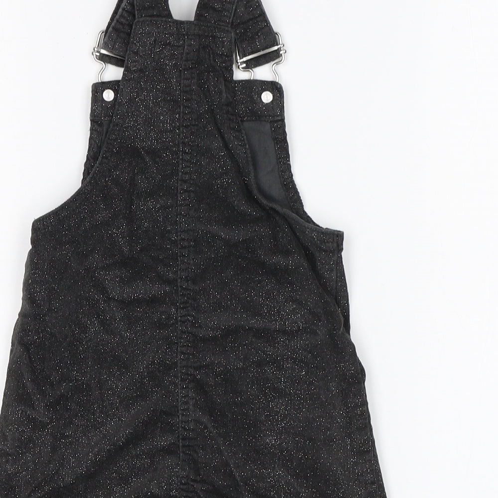 Primark Girls Black  Cotton Pinafore/Dungaree Dress  Size 18-24 Months  Square Neck