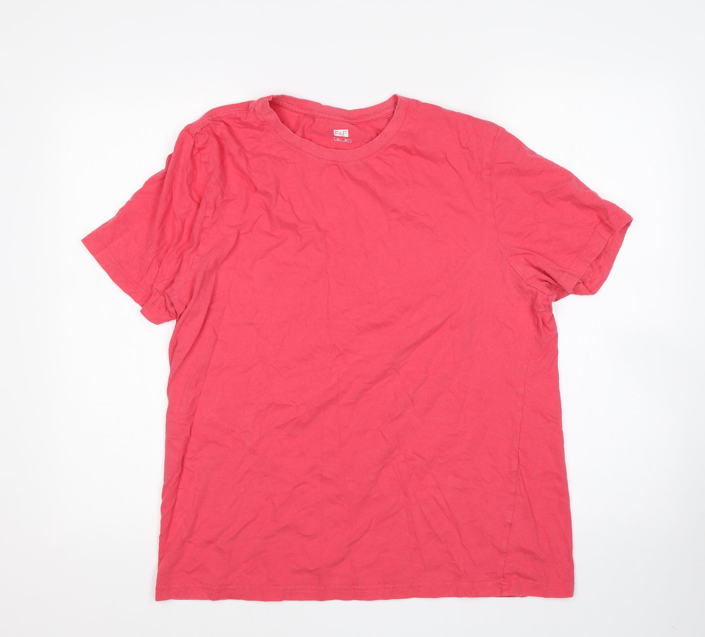 F&F Womens Pink  Cotton Basic T-Shirt Size L Round Neck