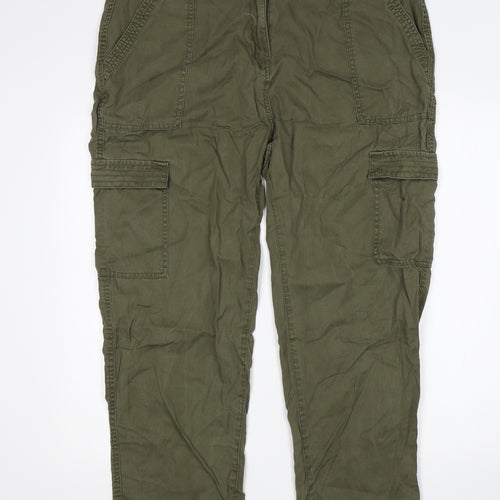NEXT Womens Green  Lyocell Cargo Trousers Size 18 L27 in Regular