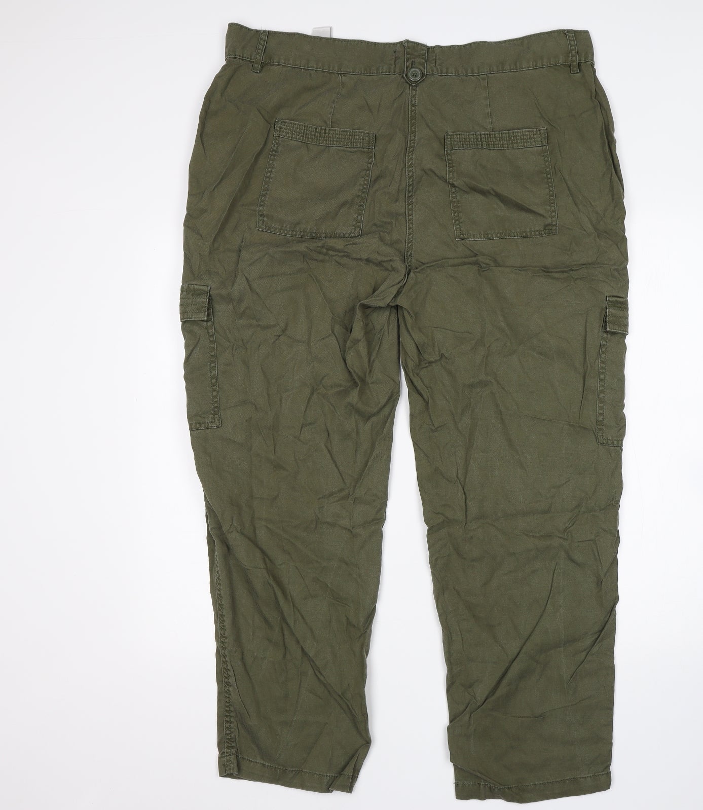 NEXT Womens Green  Lyocell Cargo Trousers Size 18 L27 in Regular