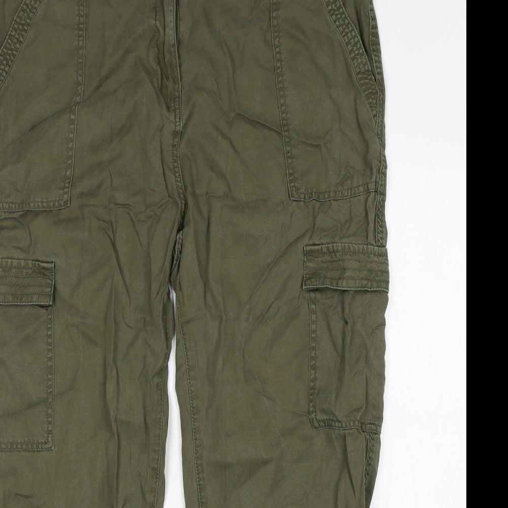 NEXT Womens Green  Lyocell Cargo Trousers Size 18 L27 in Regular