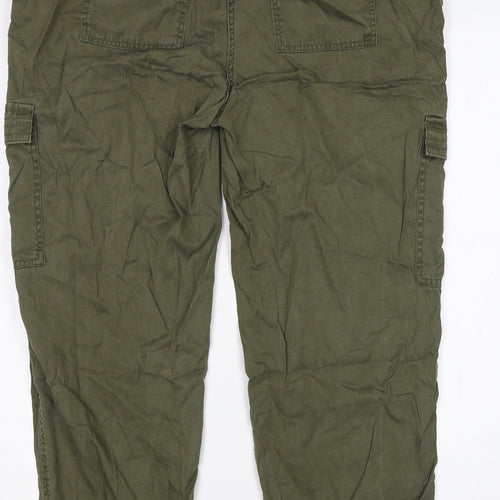 NEXT Womens Green  Lyocell Cargo Trousers Size 18 L27 in Regular