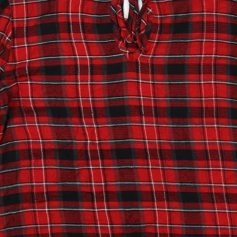 NEXT Womens Multicoloured Plaid Viscose Basic Blouse Size 14 Round Neck