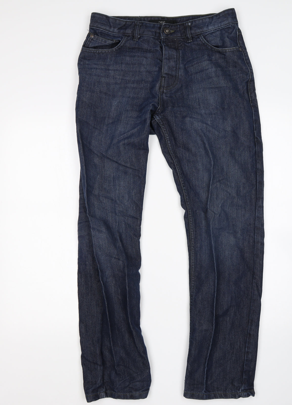 NEXT Mens Blue  Polyester Straight Jeans Size 32 L31 in Regular