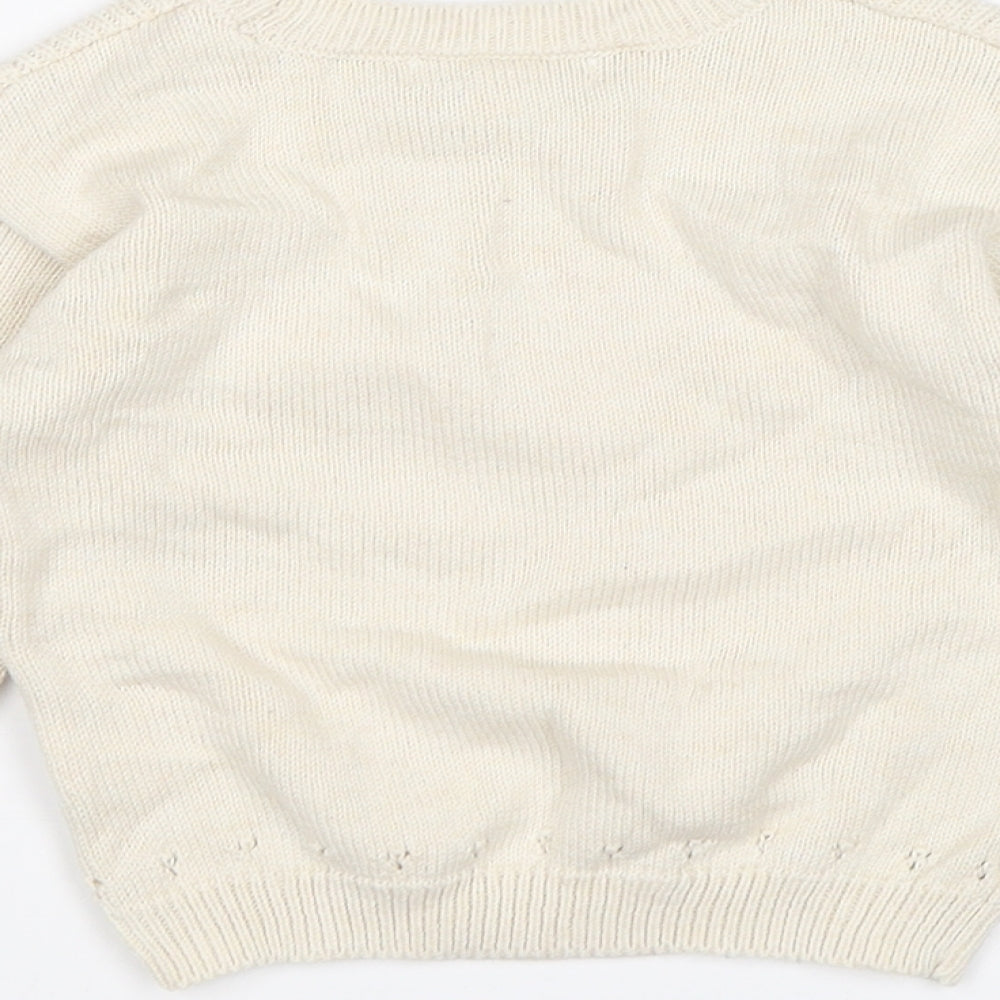 Primark Girls Beige Round Neck  Cotton Pullover Jumper Size 3-4 Years