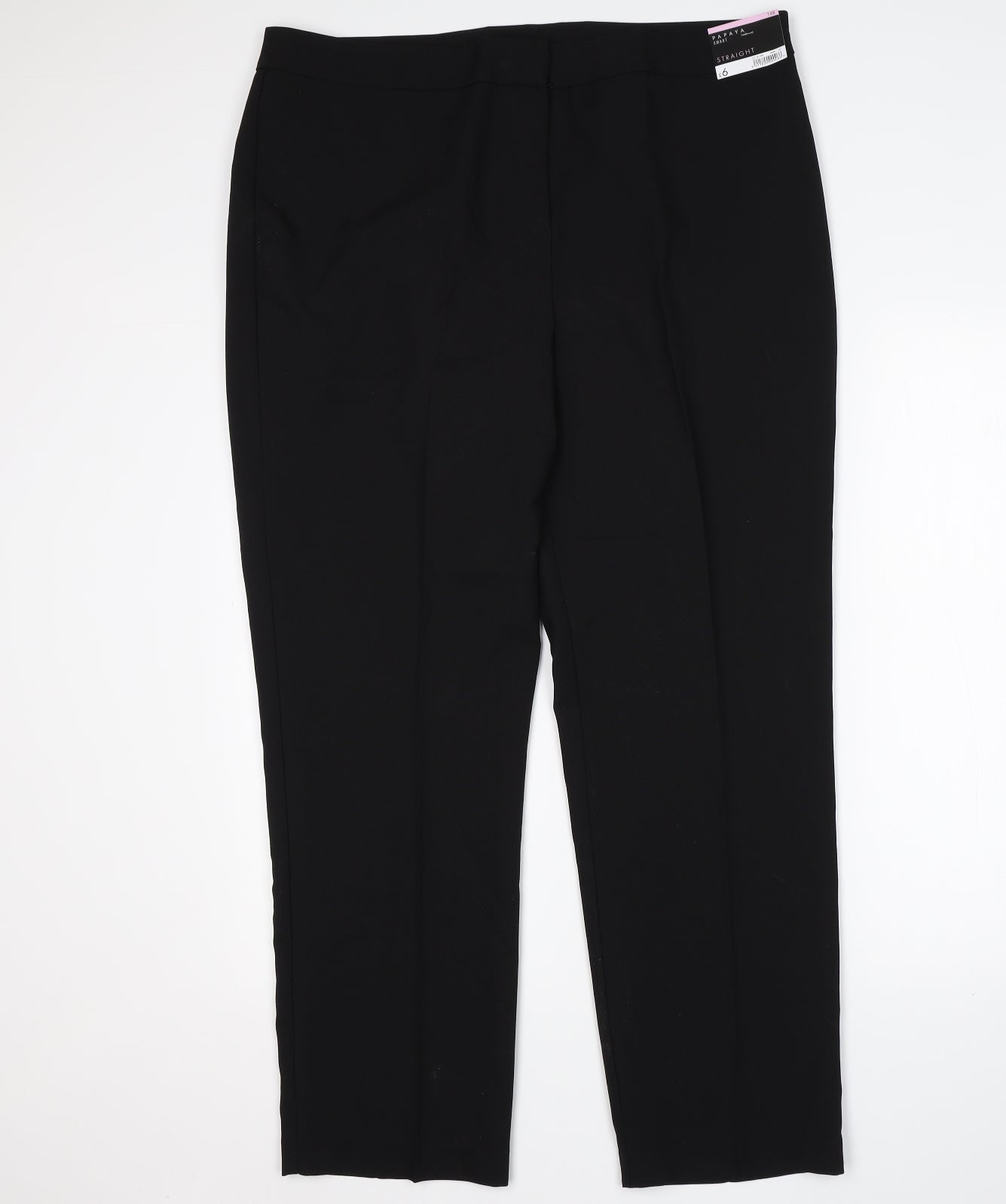 Papaya Womens Black  Polyester Trousers  Size 18 L29 in Regular