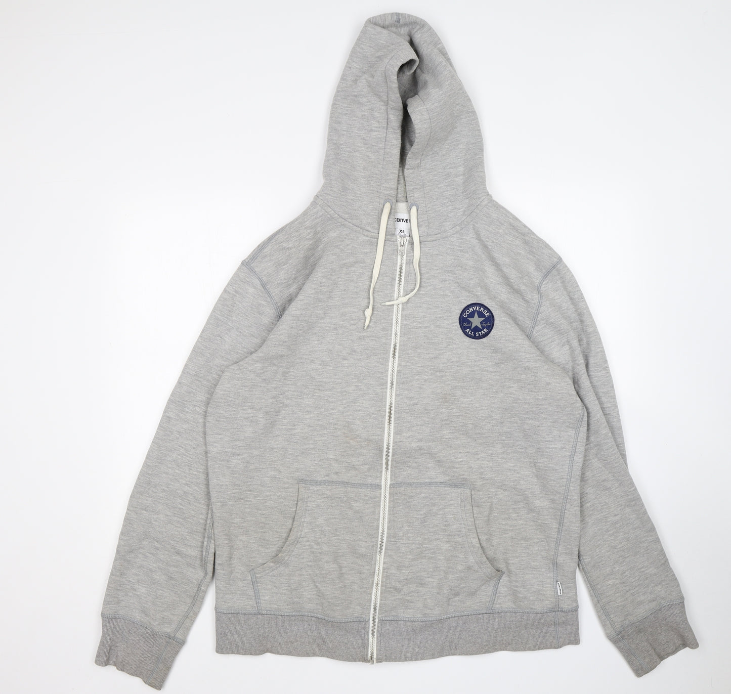 Converse Mens Grey  Cotton Full Zip Hoodie Size XL