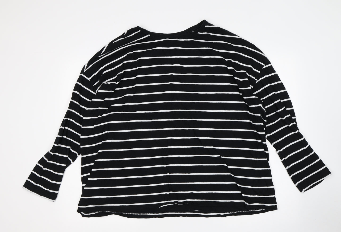 Papaya Womens Multicoloured Striped Cotton Basic T-Shirt Size XL Round Neck