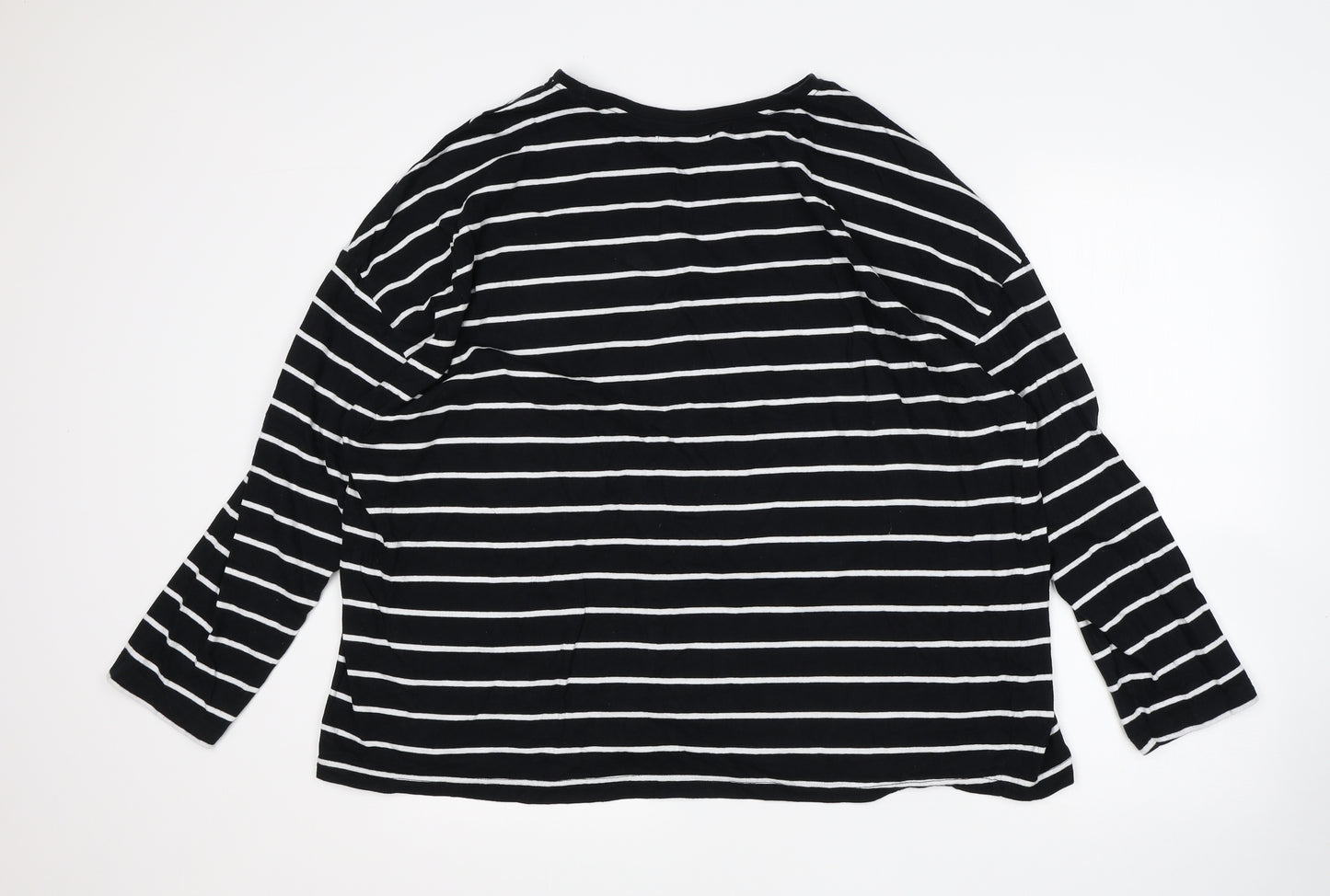 Papaya Womens Multicoloured Striped Cotton Basic T-Shirt Size XL Round Neck