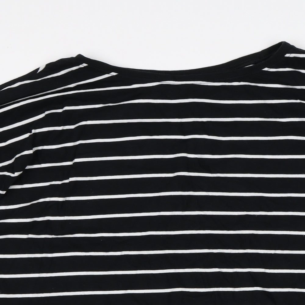 Papaya Womens Multicoloured Striped Cotton Basic T-Shirt Size XL Round Neck