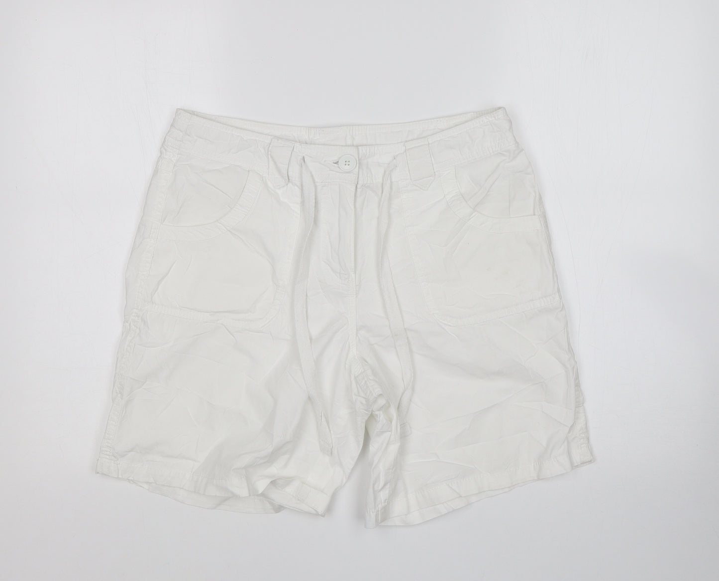 TU Womens White  Cotton Chino Shorts Size 10 L8 in Regular