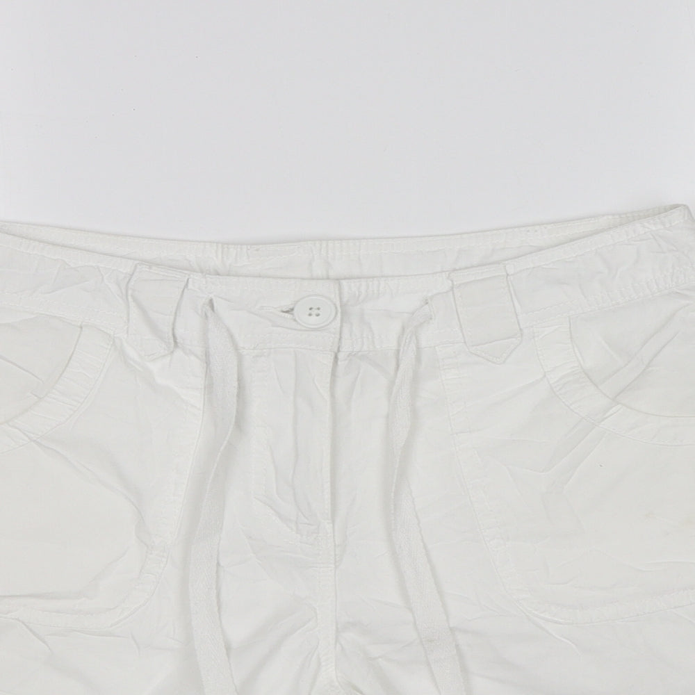TU Womens White  Cotton Chino Shorts Size 10 L8 in Regular