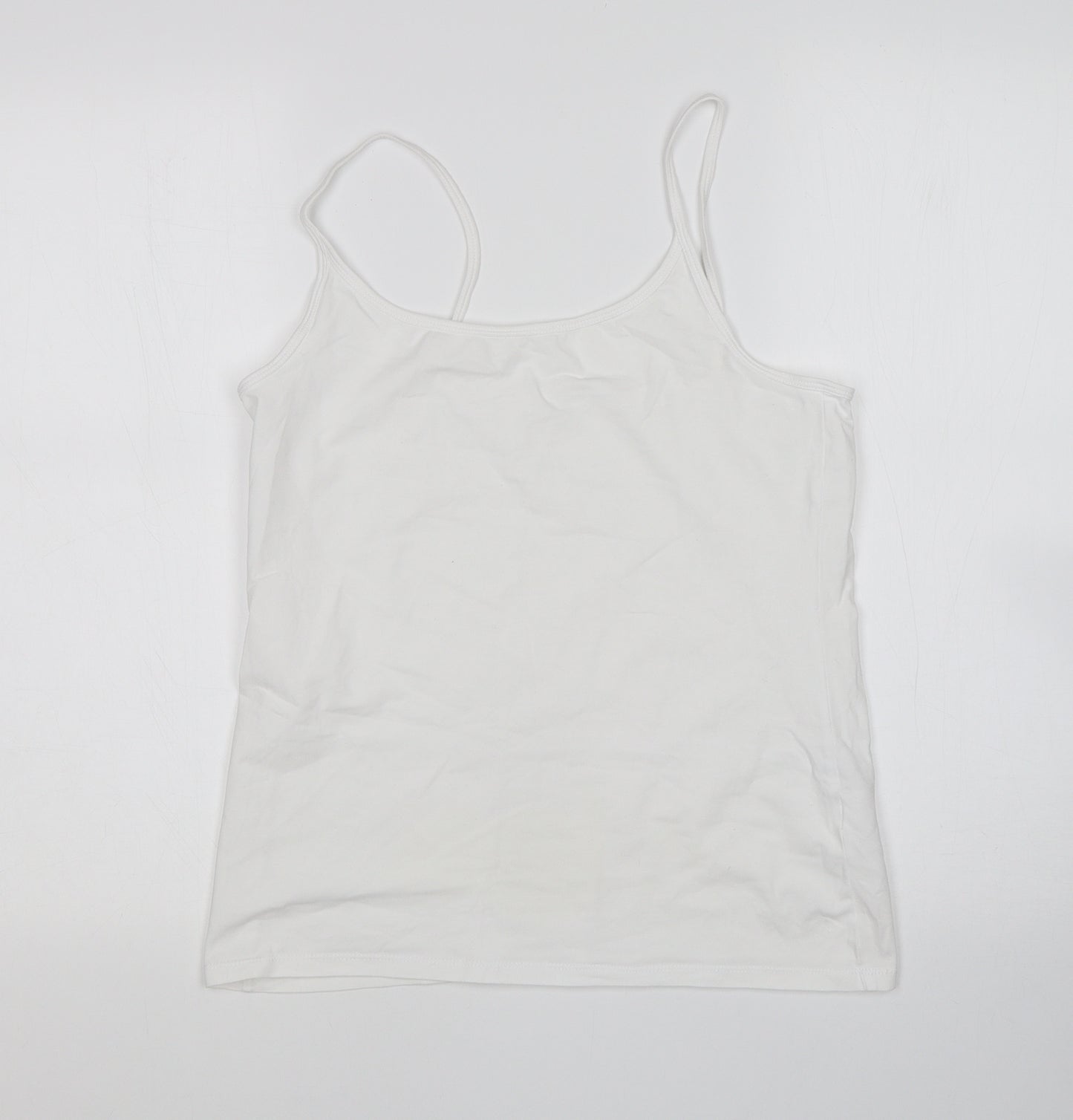 Nutmeg Womens White  Cotton Basic Tank Size 12 Round Neck