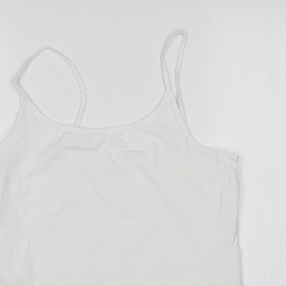 Nutmeg Womens White  Cotton Basic Tank Size 12 Round Neck