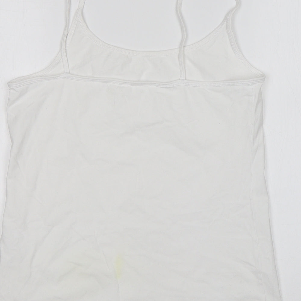 Nutmeg Womens White  Cotton Basic Tank Size 12 Round Neck
