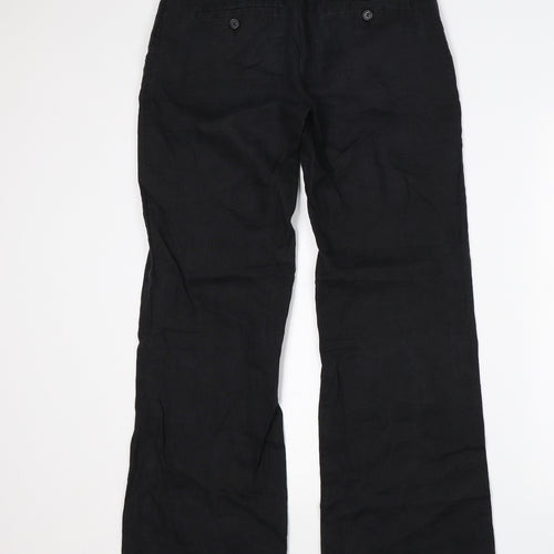 H&M Womens Black  Linen Trousers  Size 8 L32 in Regular