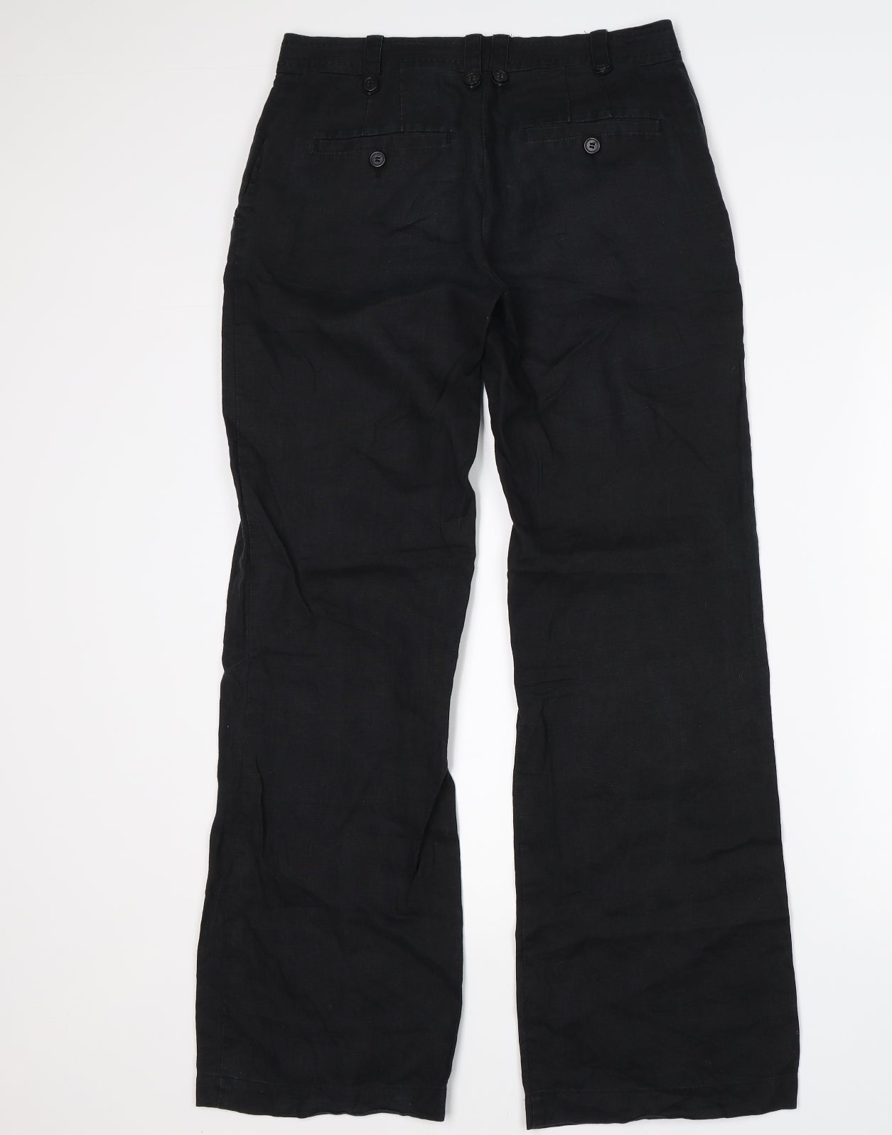 H&M Womens Black  Linen Trousers  Size 8 L32 in Regular