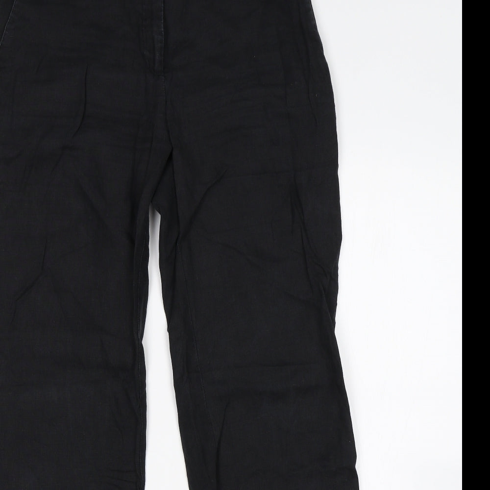 H&M Womens Black  Linen Trousers  Size 8 L32 in Regular