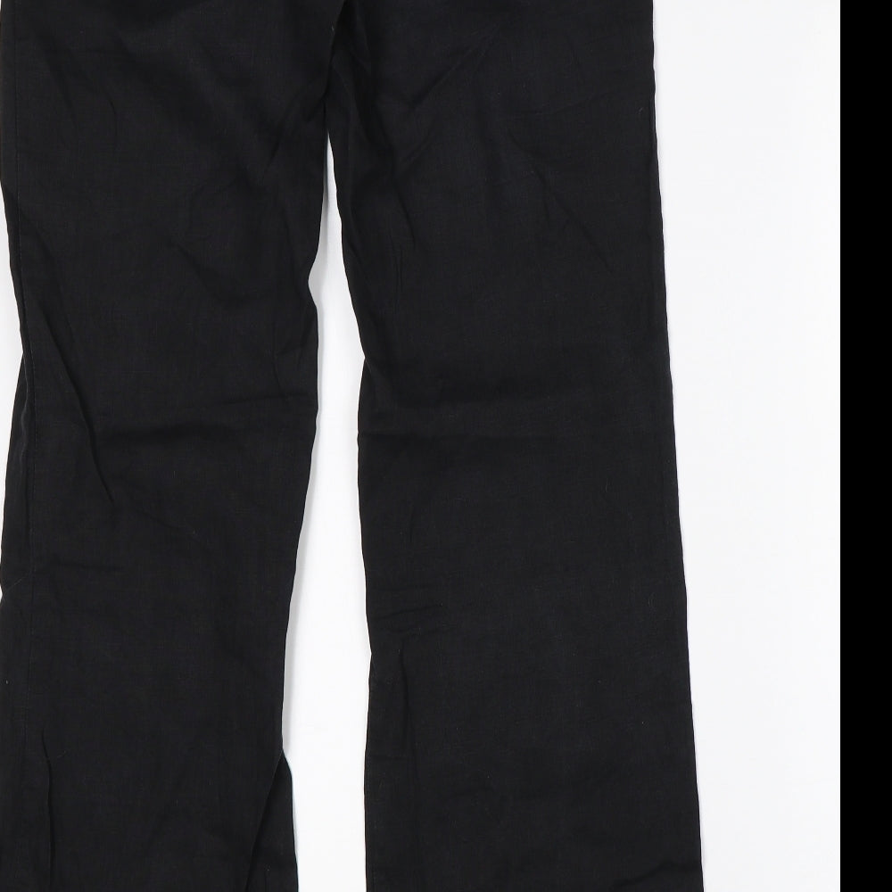 H&M Womens Black  Linen Trousers  Size 8 L32 in Regular