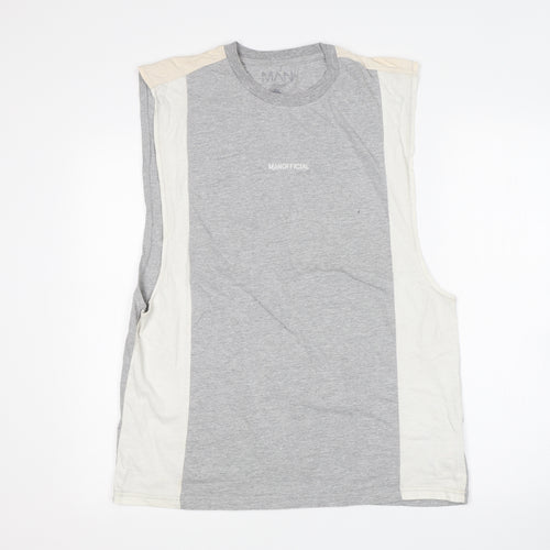 BoohooMAN Mens Multicoloured  Cotton Basic Tank Size L Round Neck