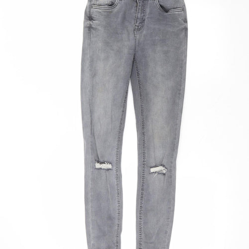 New Look Womens Grey  Cotton Skinny Jeans Size 8 L29 in Regular