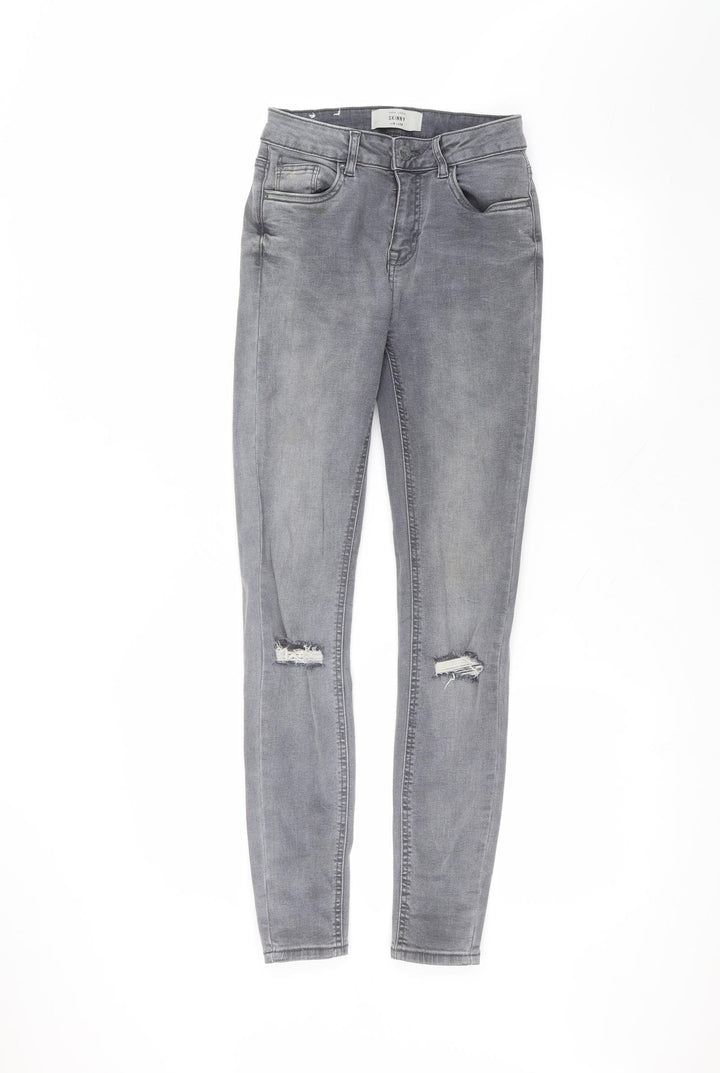 New Look Womens Grey Cotton Skinny Jeans Size 8 L29 in Regular