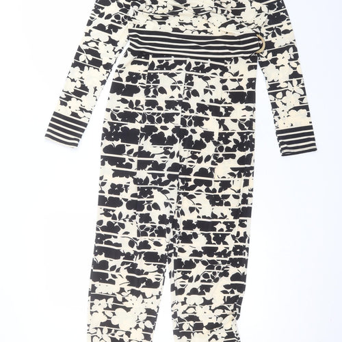 Wallis Womens White Floral Viscose Jumpsuit One-Piece Size 14
