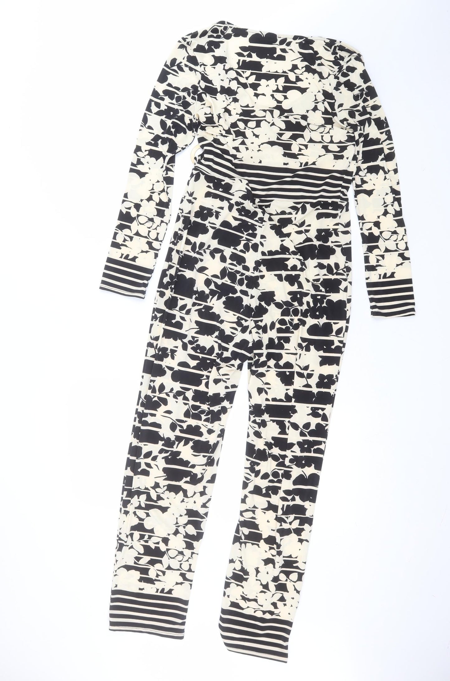 Wallis Womens White Floral Viscose Jumpsuit One-Piece Size 14