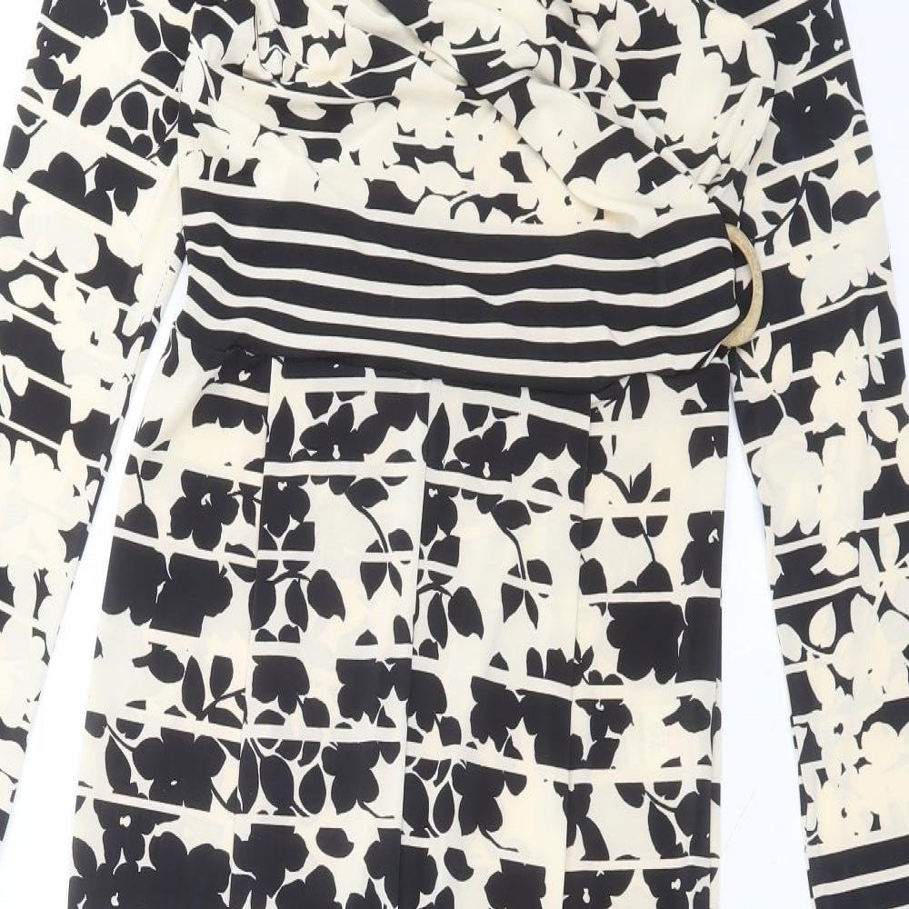 Wallis Womens White Floral Viscose Jumpsuit One-Piece Size 14
