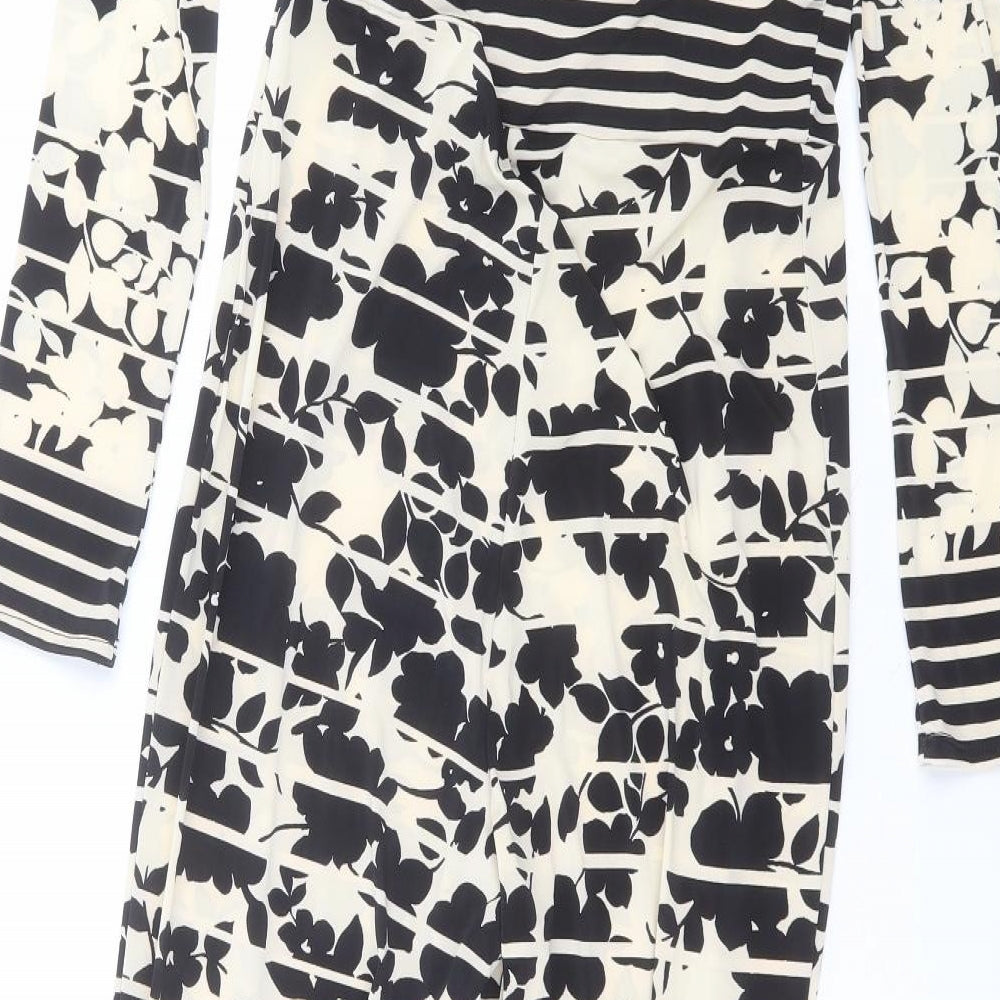 Wallis Womens White Floral Viscose Jumpsuit One-Piece Size 14