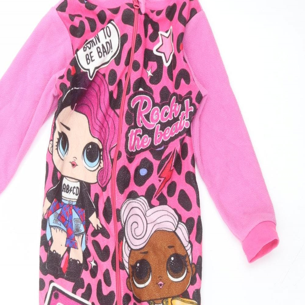 Preworn Girls Pink Solid Polyester Cami One Piece Size 5-6 Years