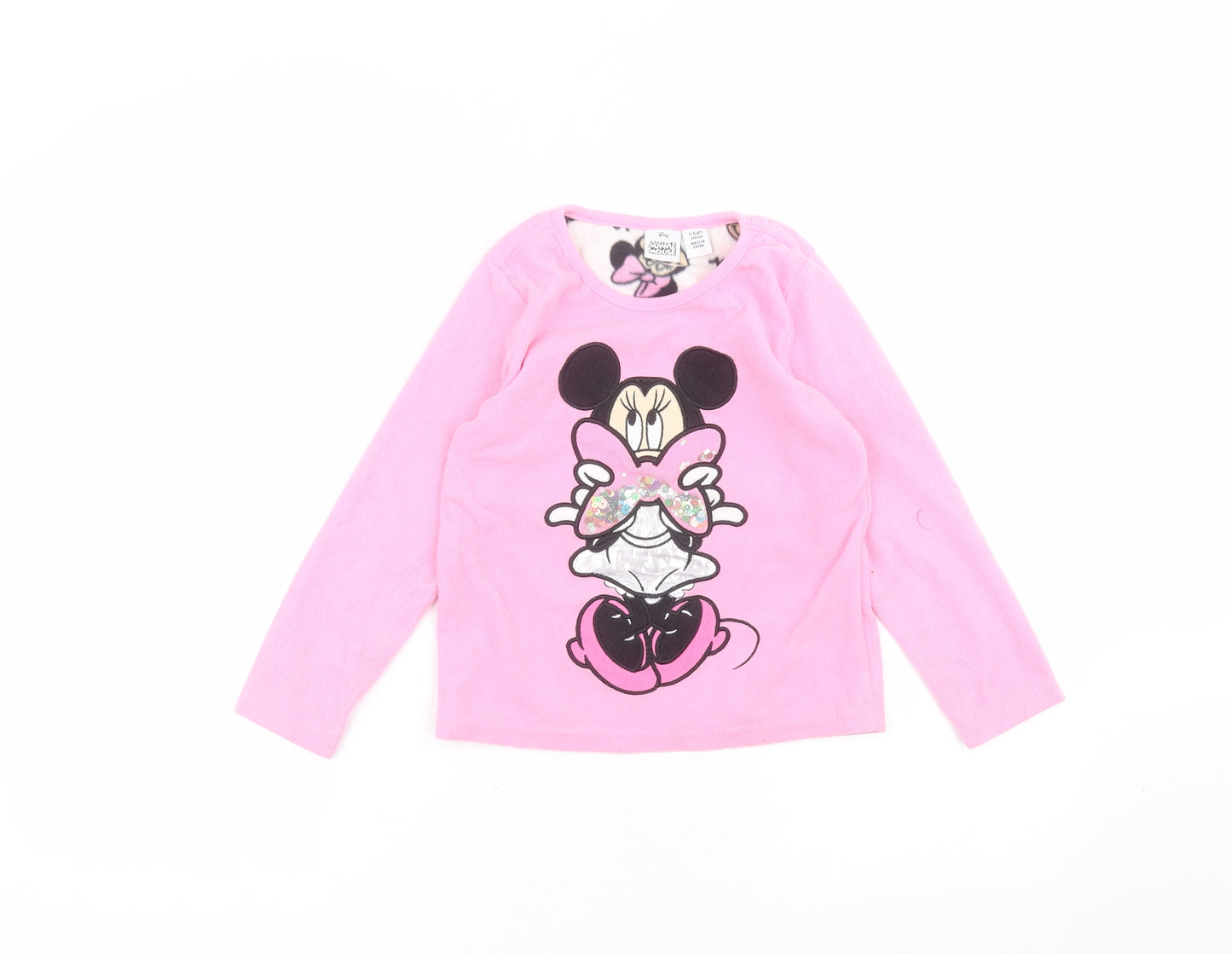 Primark Girls Pink Round Neck  Polyester Pullover Jumper Size 5-6 Years   - Disney