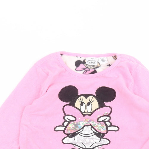 Primark Girls Pink Round Neck  Polyester Pullover Jumper Size 5-6 Years   - Disney